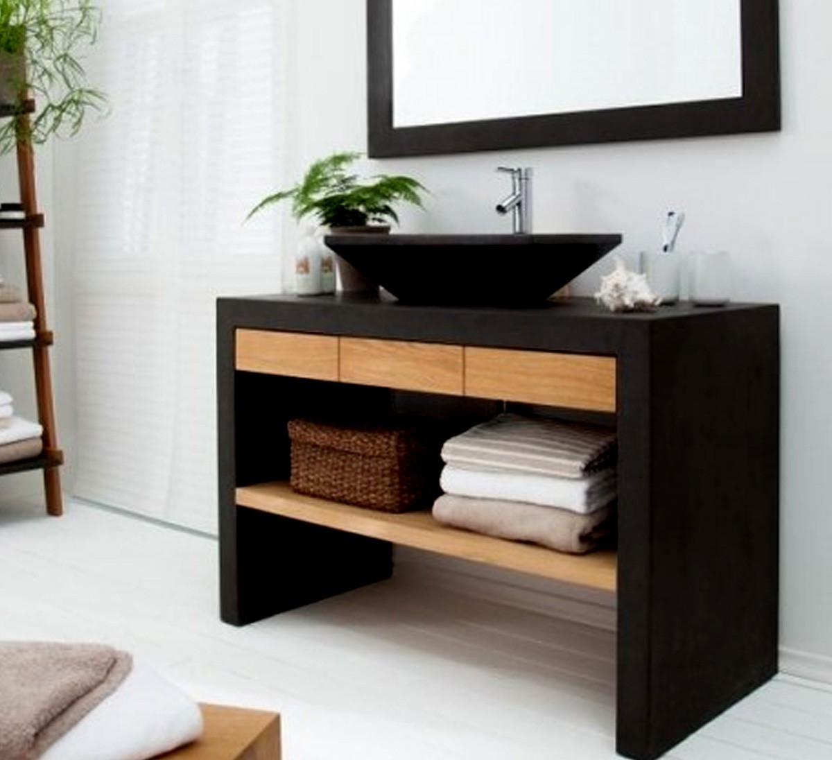 Cum se Fabrică? Consolă de Baie Neagră cu Sertare False din Lemn Masiv